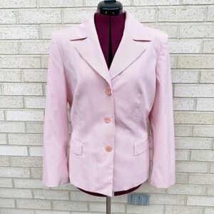 Kasper Pink & White Fine Thin Striped Blazer Jacket